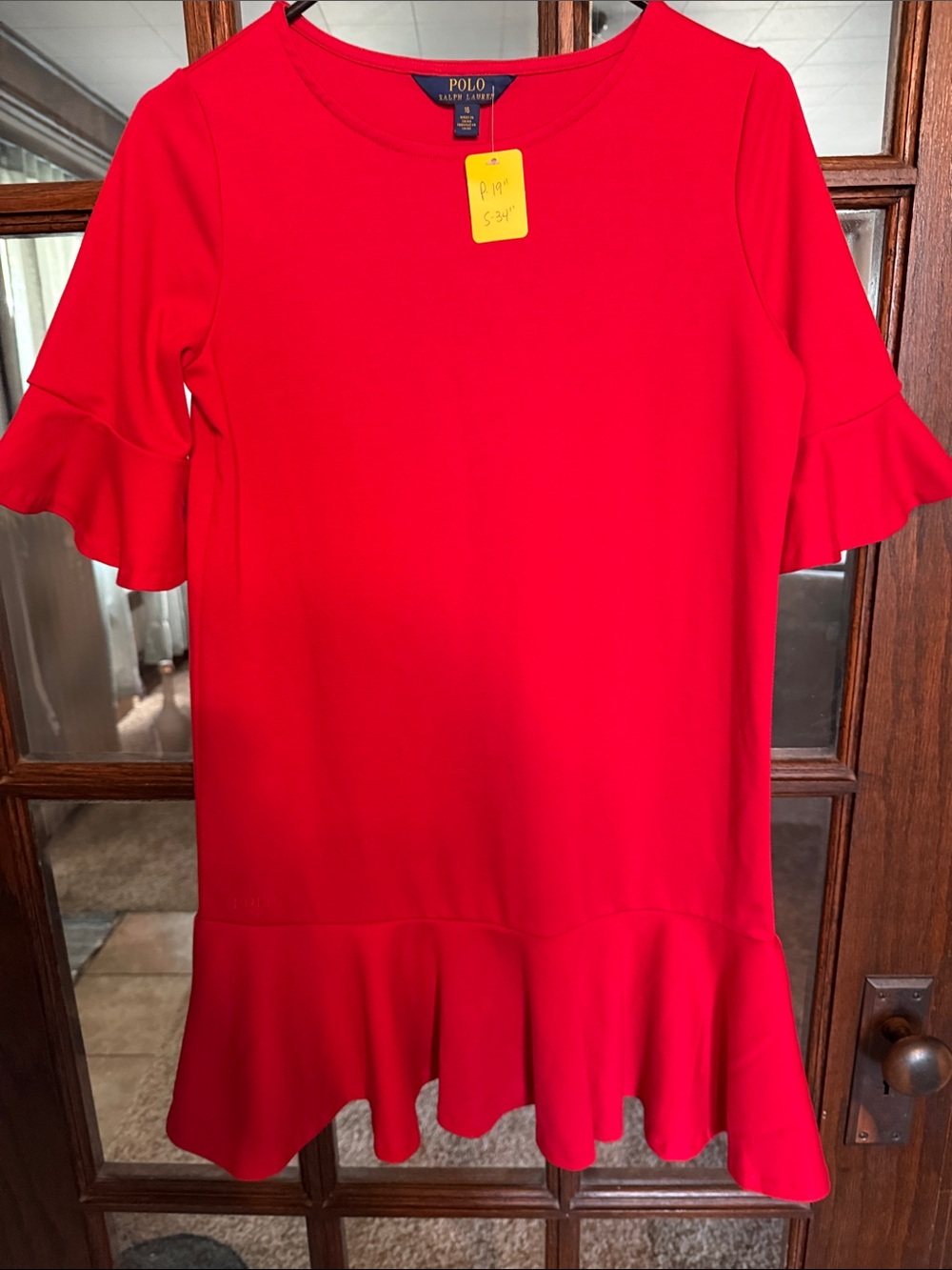 Polo by Ralph Lauren Girls' Bright Red Ruffle Hem Dress